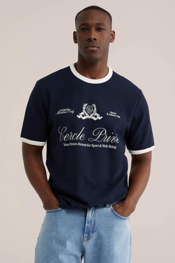 WE Fashion regular T-shirt donkerblauw