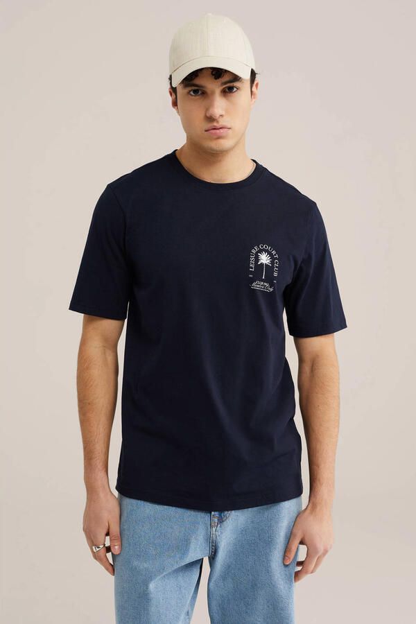 WE Fashion regular T-shirt donkerblauw