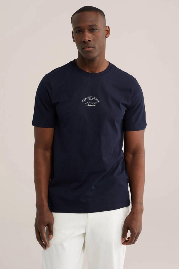 WE Fashion regular T-shirt donkerblauw