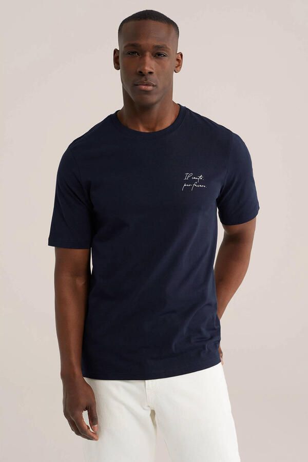 WE Fashion regular T-shirt donkerblauw