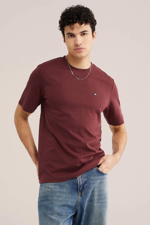 WE Fashion regular T-shirt donkerrood