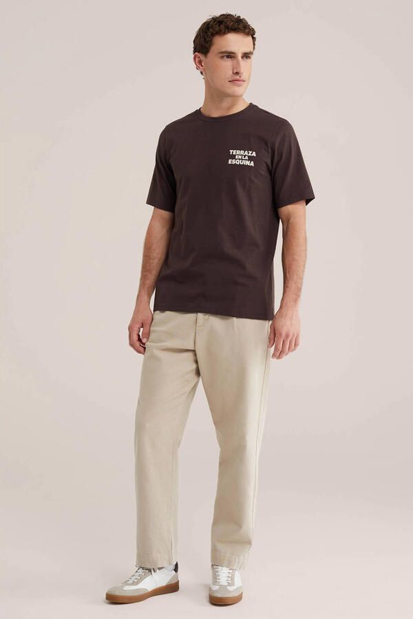 WE Fashion regular T-shirt met backprint bruin - Foto 3
