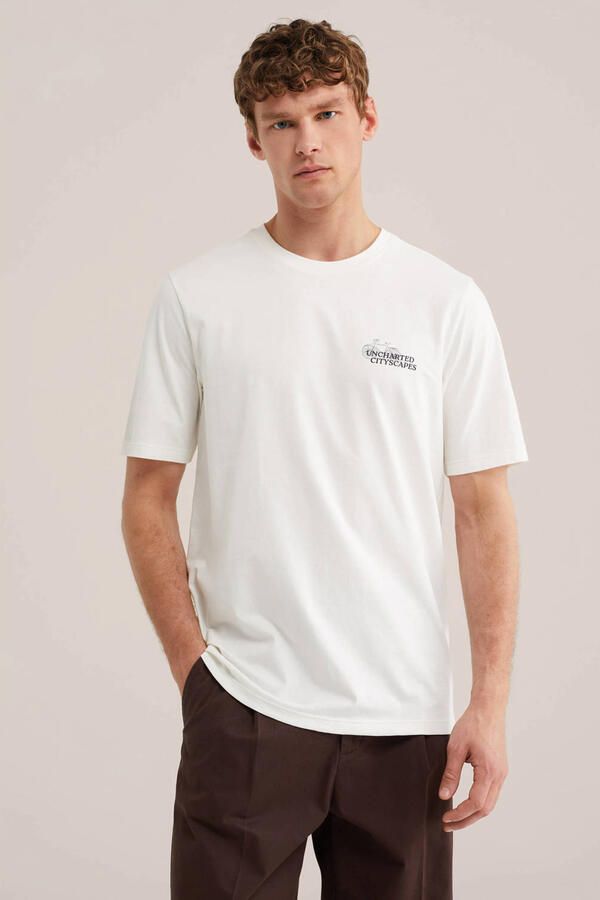 WE Fashion regular T-shirt met backprint ecru