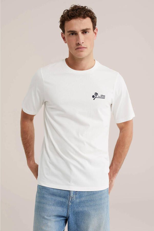 WE Fashion regular T-shirt met backprint ecru