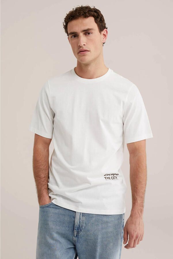 WE Fashion regular T-shirt met backprint ecru