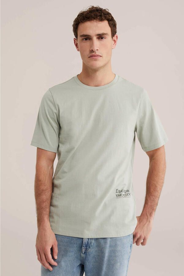 WE Fashion regular T-shirt met backprint lichtgroen