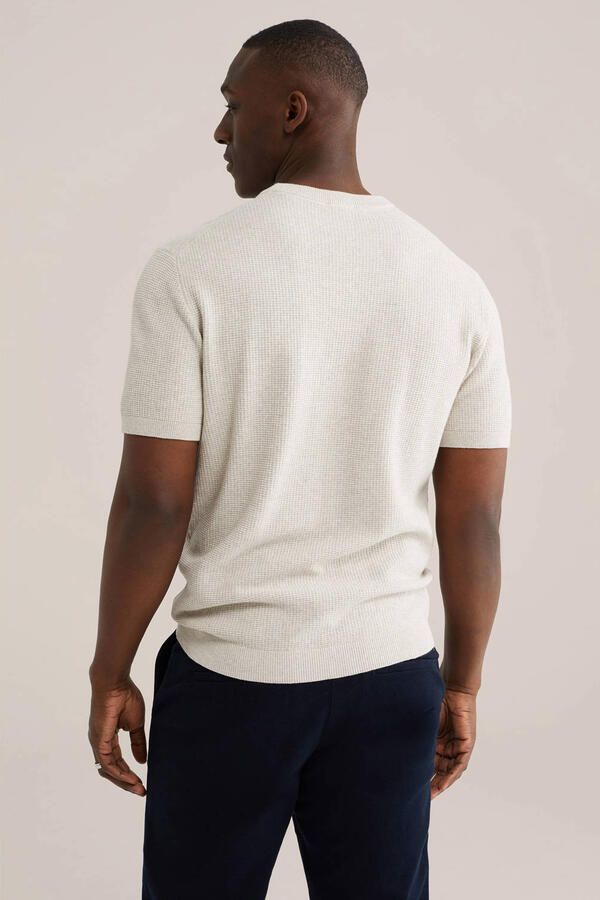 WE Fashion regular T-shirt met ingebreid patroon grijs - Foto 2