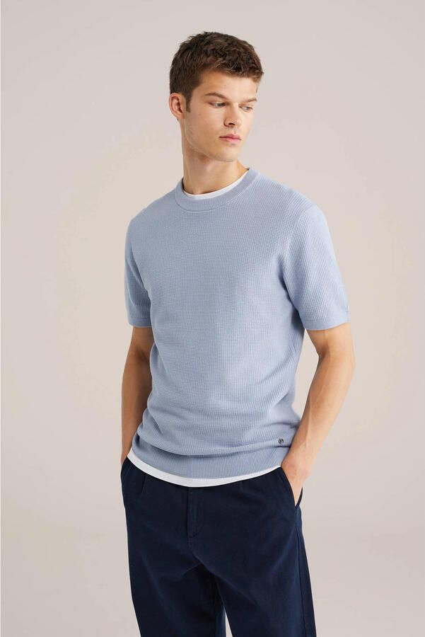 WE Fashion regular T-shirt met ingebreid patroon