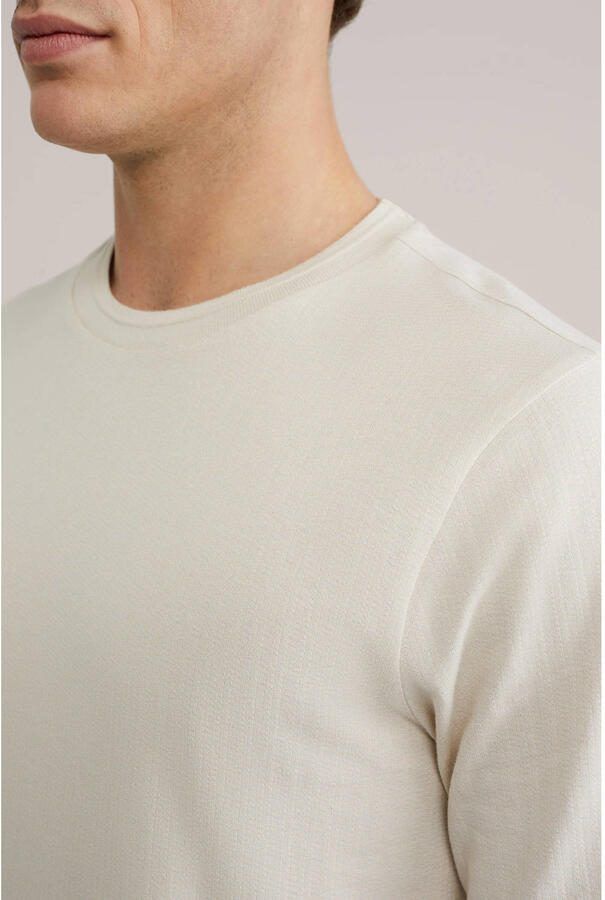 WE Fashion regular T-shirt met textuur beige - Foto 2