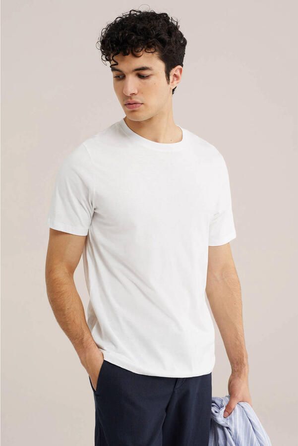 WE Fashion regular T-shirt wit (set van 3)