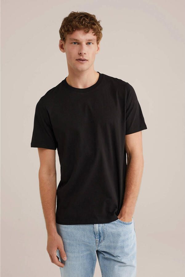 WE Fashion regular T-shirt zwart (set van 3)