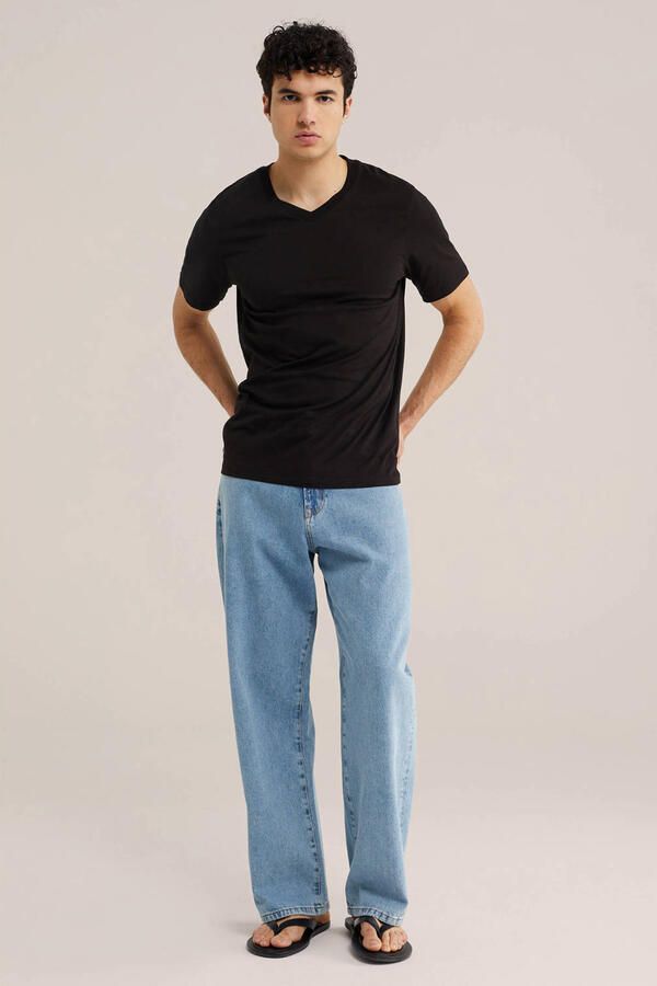WE Fashion regular T-shirt zwart (set van 3) - Foto 3
