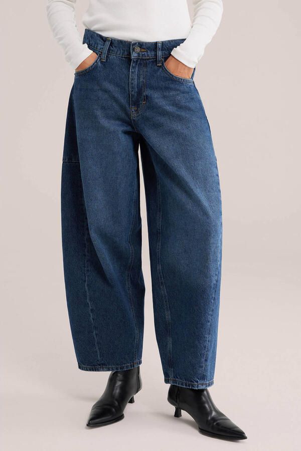 WE Fashion Blue Ridge regular waist barrel jeans donkerblauw