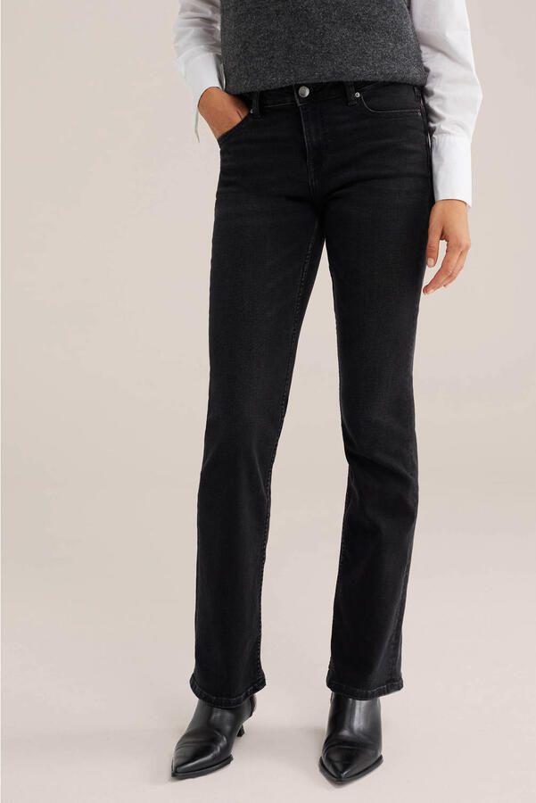 WE Fashion regular waist bootcut jeans zwart
