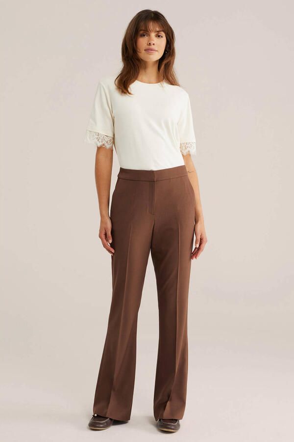 WE Fashion regular waist flared broek bruin - Foto 2
