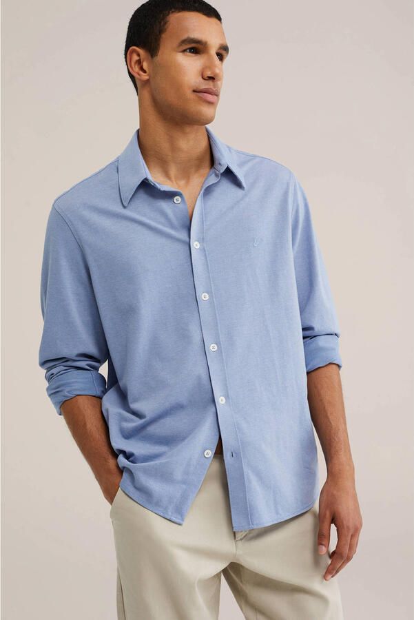 WE Fashion regular zakelijk overhemd blauw