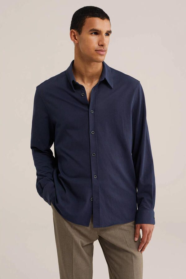 WE Fashion regular zakelijk overhemd donkerblauw