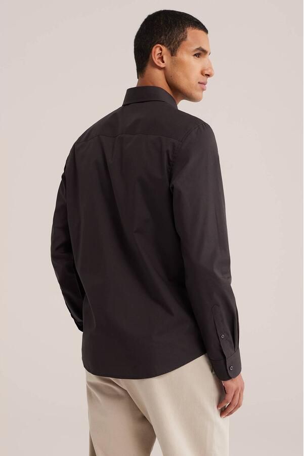 WE Fashion regular zakelijk overhemd donkerbruin - Foto 2