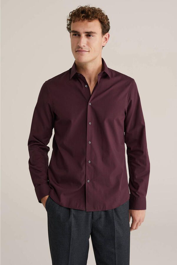 WE Fashion regular zakelijk overhemd donkerrood