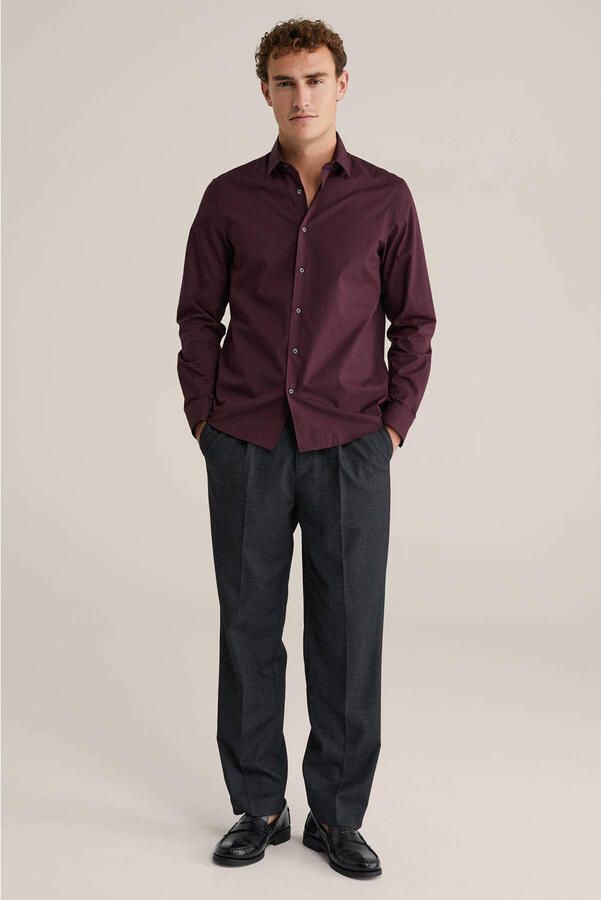 WE Fashion regular zakelijk overhemd donkerrood - Foto 3