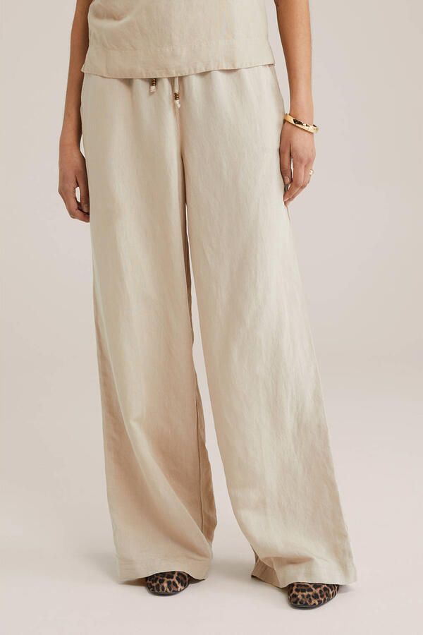 WE Fashion regular waist casual broek beige