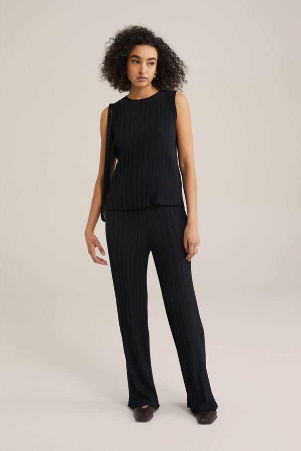 WE Fashion regular waist casual broek zwart gebreid - Foto 2