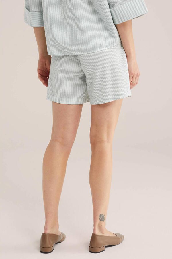 WE Fashion regular waist casual short met krijtstreep grijsblauw - Foto 2