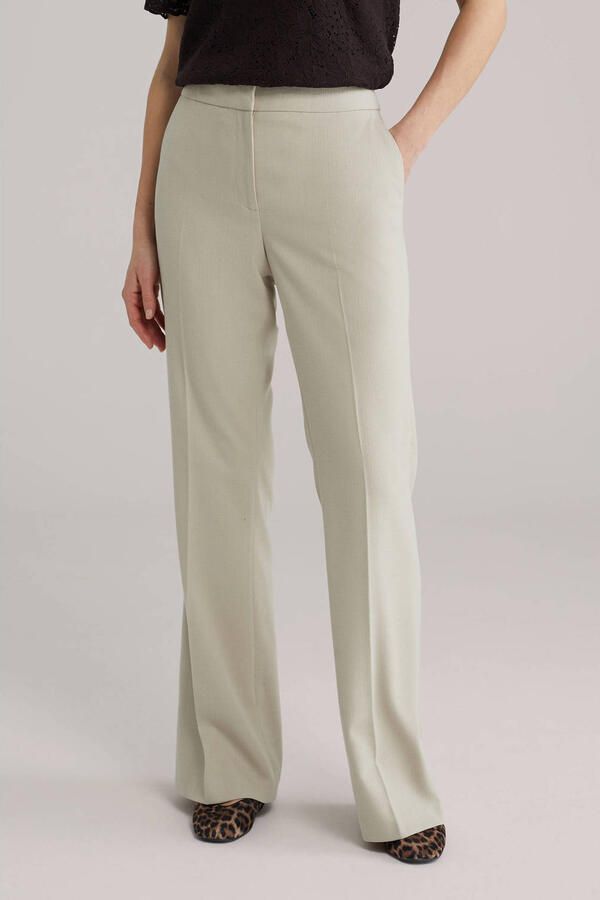 WE Fashion regular waist flared broek beige