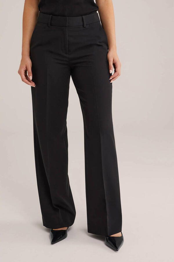Regular waist pantalon zwart
