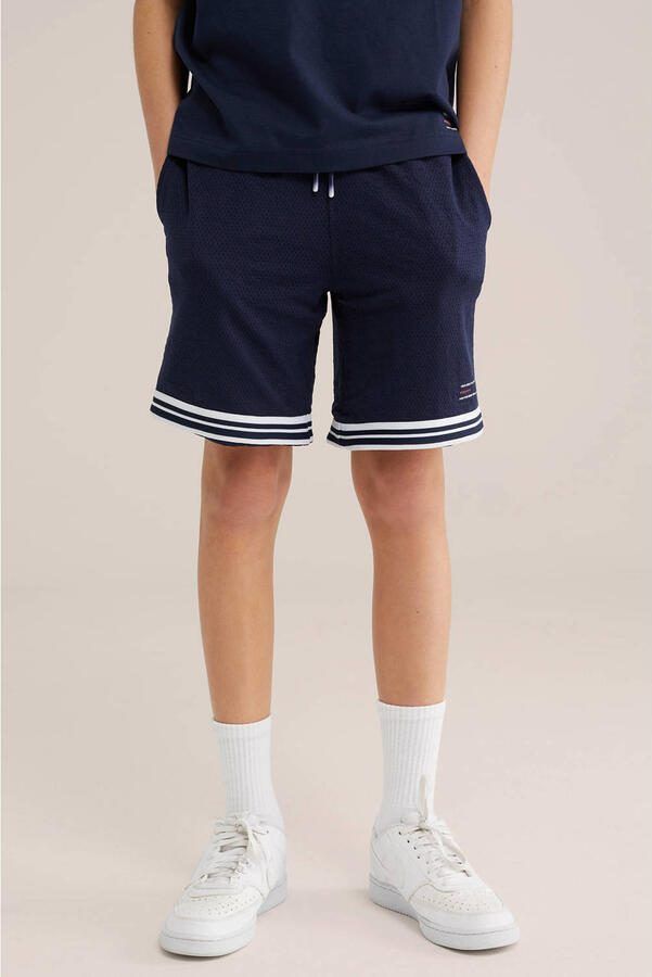 WE Fashion regular waist sweatshort donkerblauw