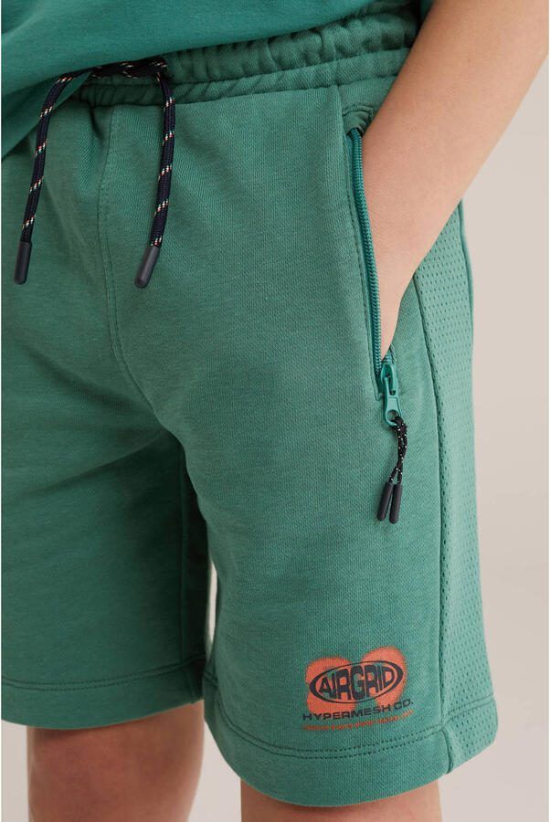 WE Fashion regular waist sweatshort groen