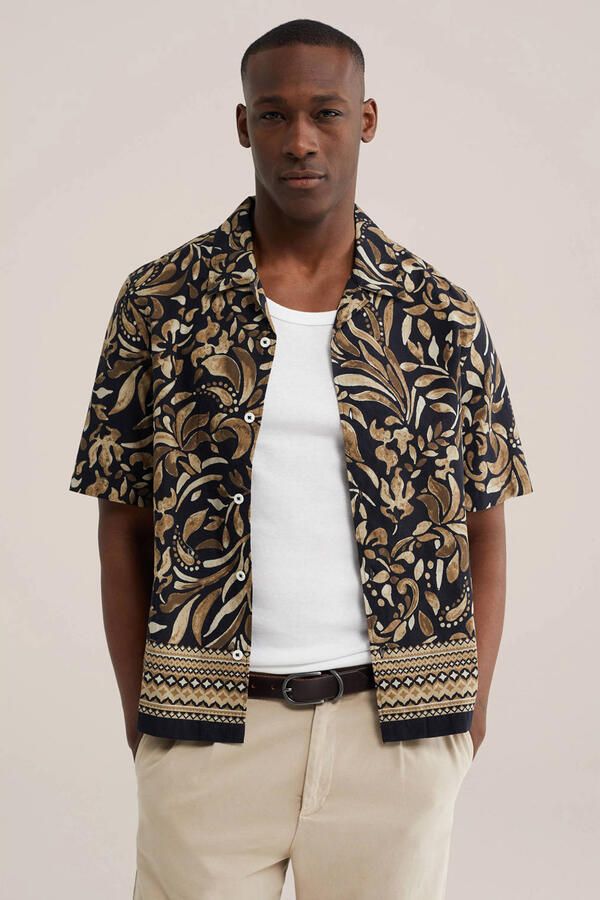 WE Fashion relaxed casual overhemd donkerblauw