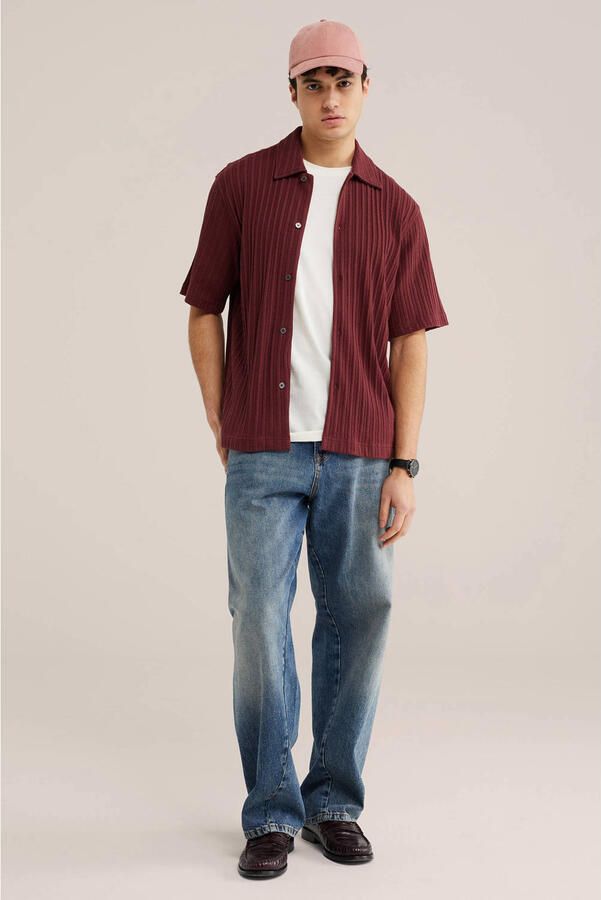 WE Fashion relaxed casual overhemd gebreid donkerblauw - Foto 2