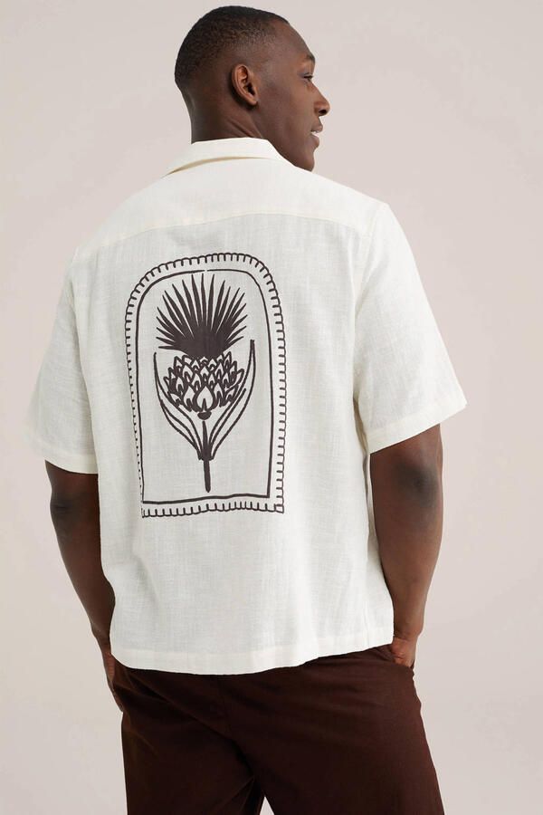 WE Fashion relaxed casual overhemd met backprint ecru - Foto 3