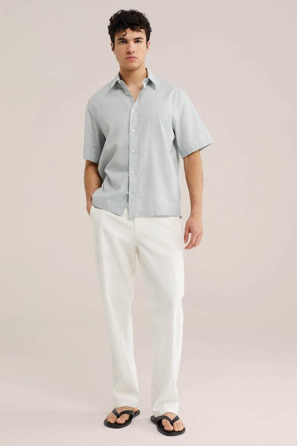 WE Fashion relaxed casual overhemd met linnen mintgroen - Foto 3