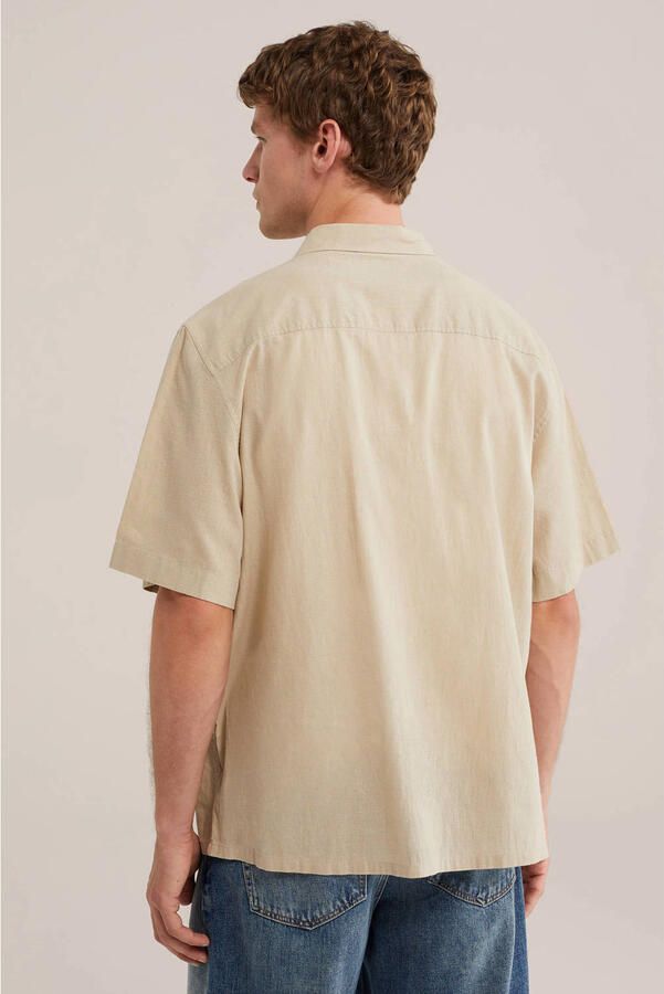 WE Fashion relaxed casual overhemd met linnen zand - Foto 2
