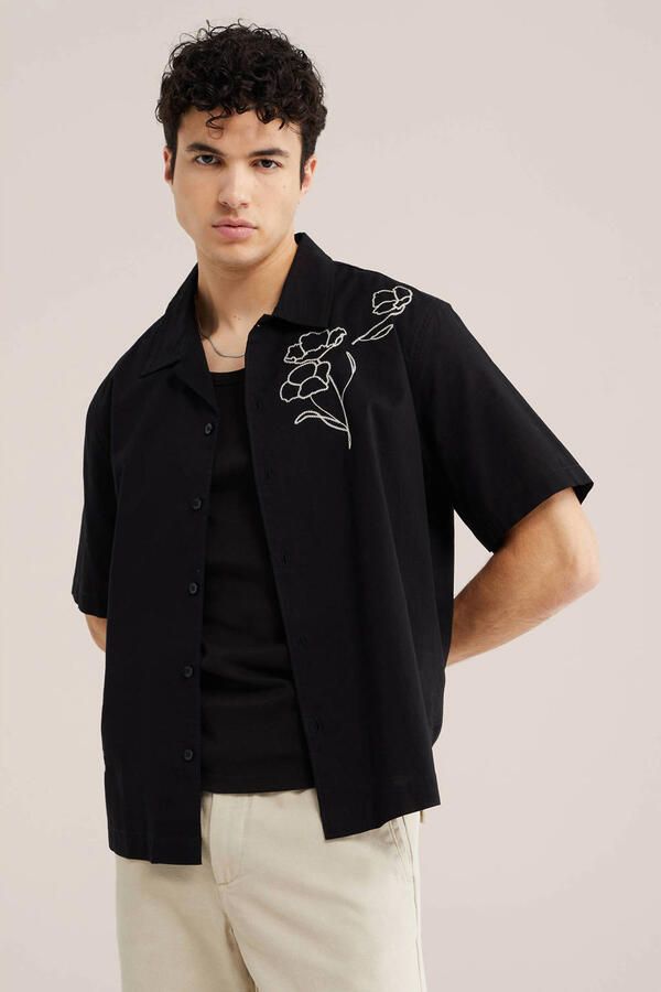 WE Fashion relaxed casual overhemd zwart