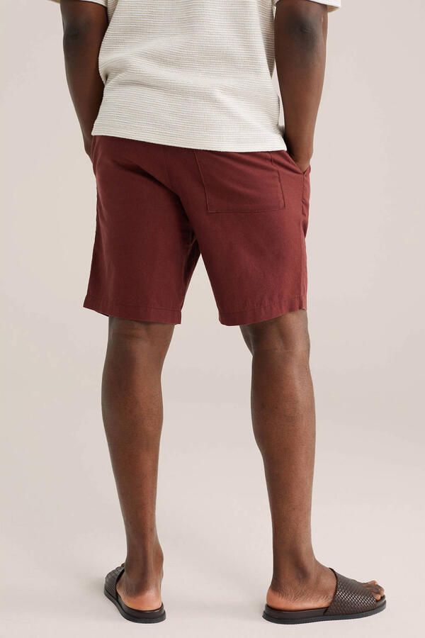WE Fashion relaxed casual short met linnen donkerrood - Foto 2