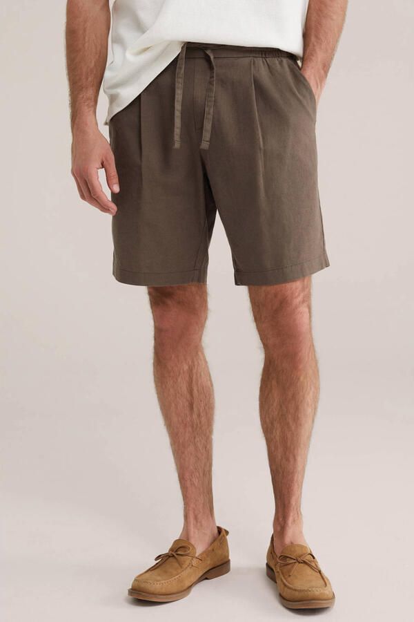 WE Fashion relaxed casual short met linnen groen