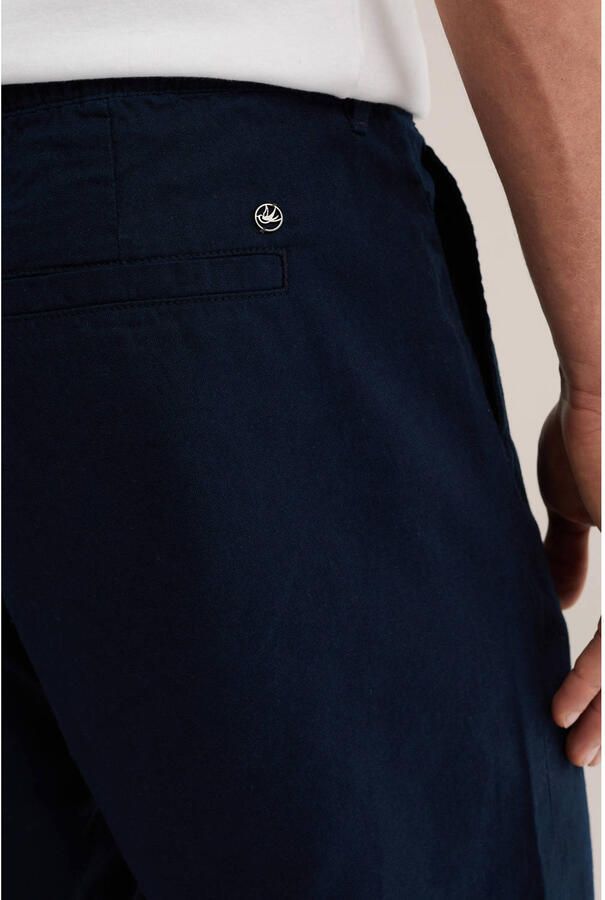 WE Fashion relaxed chino short met linnen donkerblauw - Foto 2