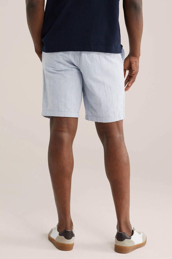 WE Fashion relaxed chino short met linnen lichtblauw - Foto 2