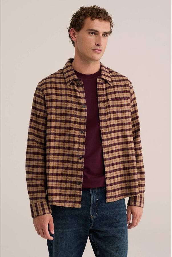WE Fashion relaxed fit geruit overhemd bruin