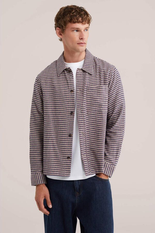 WE Fashion relaxed fit geruite overhemd wine