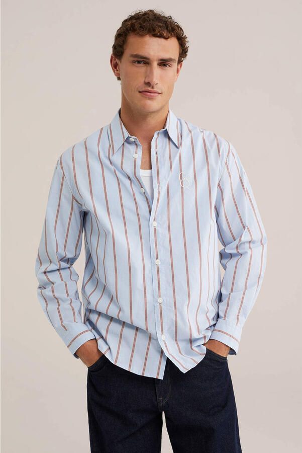 WE Fashion relaxed fit gestreept overhemd lichtblauw