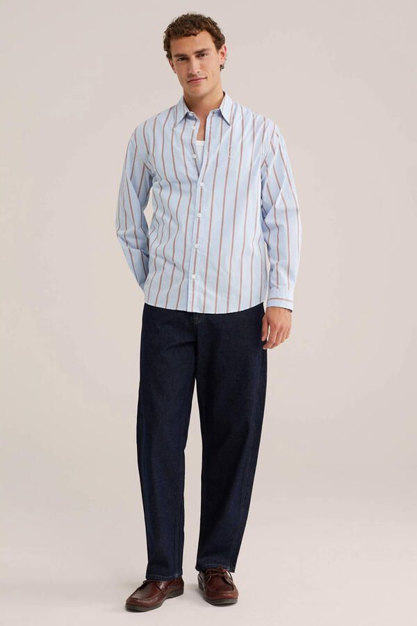WE Fashion relaxed fit gestreept overhemd lichtblauw - Foto 3