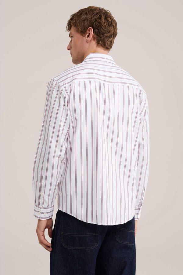 WE Fashion relaxed fit gestreept overhemd met borduursels rood - Foto 3