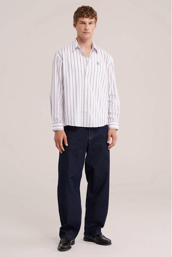 WE Fashion relaxed fit gestreept overhemd met borduursels rood - Foto 2