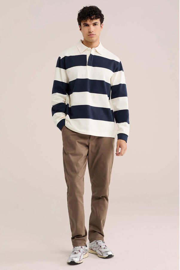 WE Fashion relaxed fit gestreepte polo blauw - Foto 2