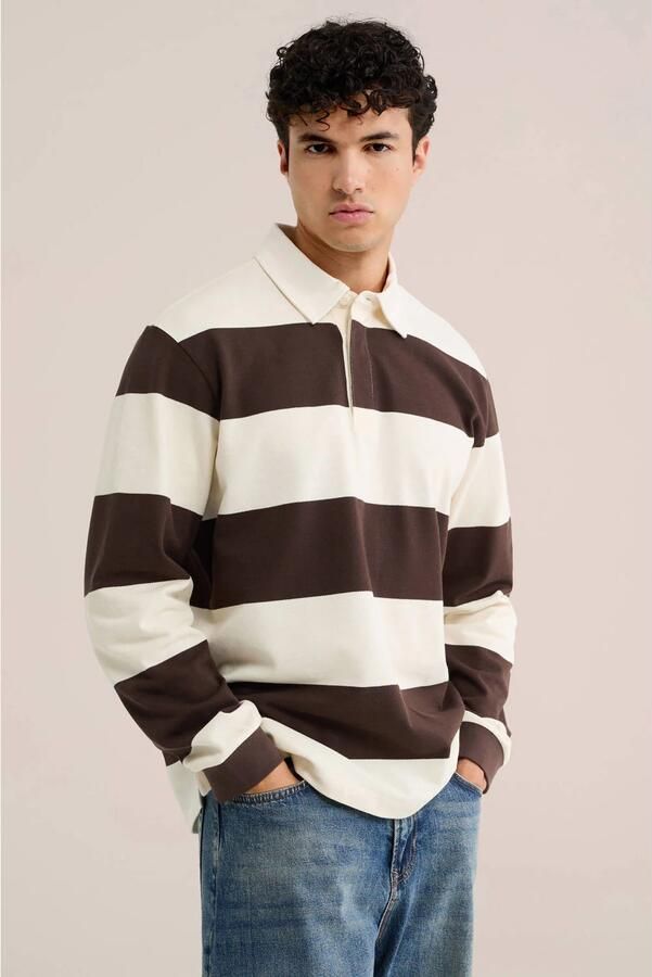 WE Fashion relaxed fit gestreepte polo bruin - Foto 2