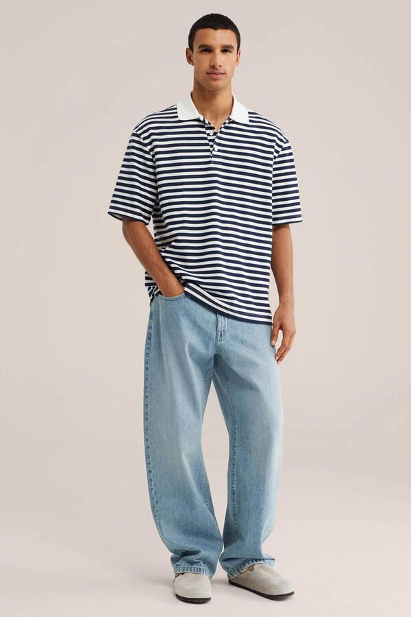 WE Fashion relaxed fit gestreepte polo donkerblauw - Foto 3